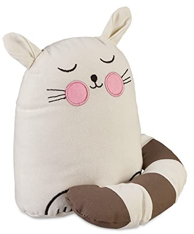 Relaxdays Türstopper Katze, Türhalter, HxBxT: 22 x 20 x 15,5 cm, mit Sandfüllung, Bodenpuffer, freistehend, weiß/braun