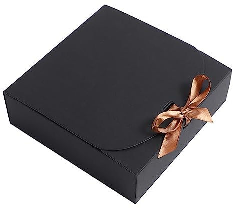 10 Stück Geschenkbox mit Schleife 16 x 16 x 5 cm Geschenktasche Schmuck Kraft Geschenkboxen mit Bogen Band Geschenkkartons für Geburtstag Weihnachten Geschenke, Party, Hochzeit