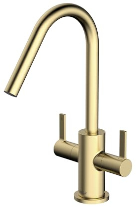 Bristan Cashew Kitchen Tap, Brushed Brass, CSH EFSNK BB | Modern Design, Swivel spout, Top fix EasyFit installation, Dual lever operation, Kitchen mixer tap, Lifetime Cover