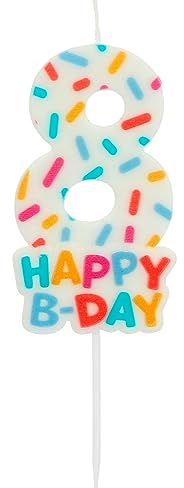 Folat 24118 Kuchen Kerze Cozy Sprinkles Ziffer/Zahl 8-7 cm Geburtstagskerzen für Geburtstag, Geburtstagsdeko, für Kinder Partys, Hochzeiten, Firmenfeiern, Jubiläen