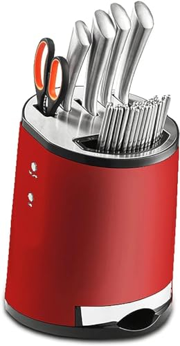 MAHWER Knife Sharpener Electric Knife Holder Tool Automatic Electric Knife Sharpener Kitchen Knife Sharpener Convenient and Practical (Color : Red, Size : 20.5x30.5cm)