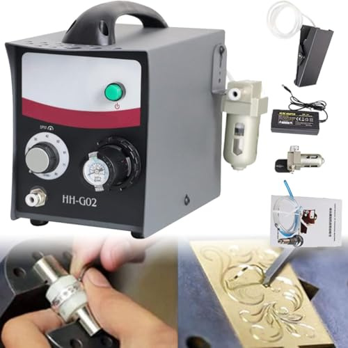 ZHPPED Macchina per incisore pneumatica, incisore Pneumatico per Gioielli a estremità Singola da 60 W, Strumento Elettrico Multifunzione per Incisione di Gioielli 0-45PSI,220V