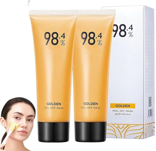 2piezas Máscara despegable de lámina dorada,Mascarilla exfoliante dorada al 98,4%,Mascarilla desprendible de oro antienvejecimiento,Reduce las líneas finas y limpia los poros.