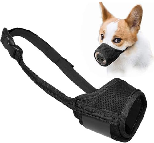 AEIOPRS 1 Pcs Maulkorb Kleine Hunde Maske für Hunde mit Kurzer Schnauze Weicher Mittelgroße Hundemaulkorb Giftköderschutz Verhindert Fressen Bellen für Chihuahua Shih Tzu Bulldogge Schwarz