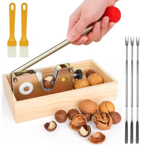 LOEPENLE Cascanueces de nueces, cascanueces, cascanueces, pinzas de nueces, con función de palanca, cascanueces, cascanueces, tamaño ajustable, pinzas de nueces, acero inoxidable