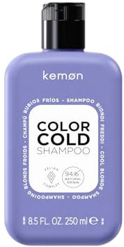 Kemon - Color Cold Shampoo für gefärbtes, gebleichtes oder gesträhntes Haar, geeignet für kaltes Blond, Anti-Gelb-Effekt, ideal für eine gleichmäßige und natürliche Farbe, 250 ml