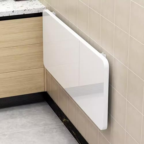 Tavolo Pieghevole 70x50 cm Fissato al Muro per Cucina Lavanderia Tavoli da Pranzo con Ribalte Tavolo da Lavoro Resistente con Mensola Galleggiante Banco da Lavoro Pieghevole Sospeso Bianco