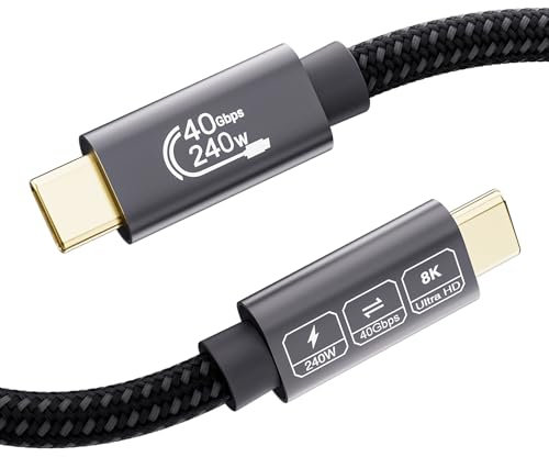 EUDOBEL USB4 Kabel mit Thunderbolt 4 Kabel 2m,8K@60Hz 4K@144Hz HDR Videokabel,Schnellladung 240W 5A PD3.1, 40Gbps USB C Datenkabel für Thunderbolt 3,PSSD,MacBook, iPad,iPhone 16,iPhone15,Switch
