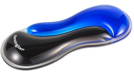 Kensington Slim Duo Gel Mouse and Trackball Wrist Rest, 192 x 72 x 22mm, Ergonomic Support for Wrist Strain and Discomfort, Compatible with Low Profile Mice and Trackballs, Black/Blue (K62439WW)
