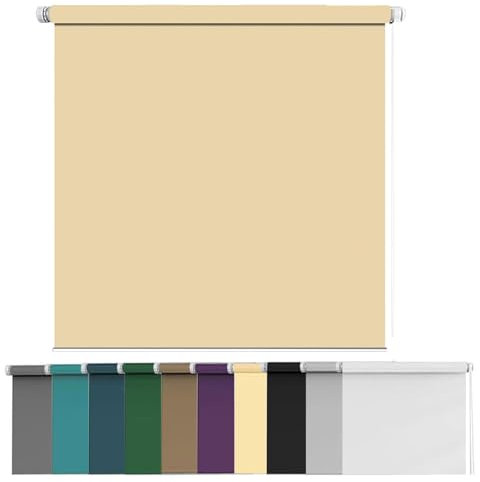 Easy Fit Verdunkelungsrollos, 30 x 240 cm, isoliert, UV-Schutz, kindersicher, Tageslicht-Rollo, verstellbar und leicht, für Schlafzimmer, Wohnzimmer, Badezimmer, Cremefarben