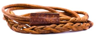 ALMADOG® Flüsterleine Silent - Lautlose Umhängeleine mit 150cm Schulterschlaufe + Zugstopp - Metallfreie Jagdleine aus Rundleder
