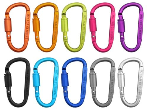 10er Pack Karabiner mit Schraubverschluss, Aluminium Schraubkarabiner, 82 mm großer Schnapper, Schlüsselanhänger Karabiner für Camping Angeln Wandern und Reisen Klettern Zubehör (10 Farben)