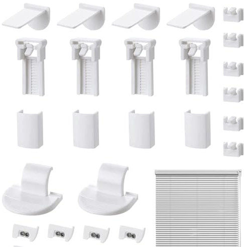 24 Stück Plissee Ersatzteile Set（4 Kit） Qiundar,Klemmfix Halterung,klemmträger plissee，Klemmträger Zubehör, plissee Klemmen,plissee klemmfix ohne Bohren