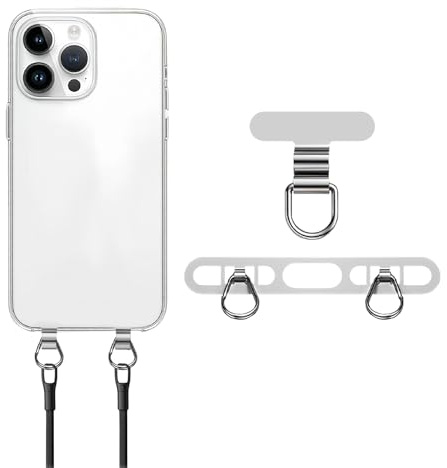 flintronic Mobiltelefonkedja universella kuddar, 2 stycken mobiltelefonkedja kuddar med metallring, telefonhållarbands-lapp, rostfritt stål, multifunktionella mobiltelefonsnoddar, mobiltelefonrem