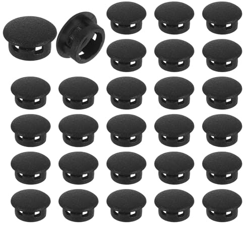 QUARKZMAN 38 Stück Runde Abdeckkappen Schwarz OD 10mm für 8-9 mm Loch | Blindstopfen, Rohrabdeckung aus Polyethylen Möbelbeinrohr Einsatz Kunststoffkappen, Verschlusskappe für Stuhl Sofa Regal