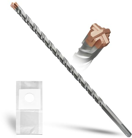 METOTY SDS Plus bohrer 12mm×460mm，mit 4 Hartmetallschneiden,Kopf mit Beschichtung,Steinbohrer,Hammerbohrer,Betonbohrer,Für Stein,Beton,Naturstein,Ziegelmauer