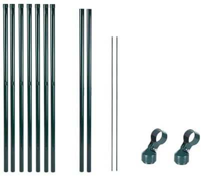 Garmix Zaunpfostenset Zaunpfahl Gartenzaun Metall 125cm Grün 7 Stück