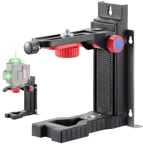 Soporte magnético de nivel láser con base ajustable en forma de L, rosca macho de 1/4, para montaje en pared y techo