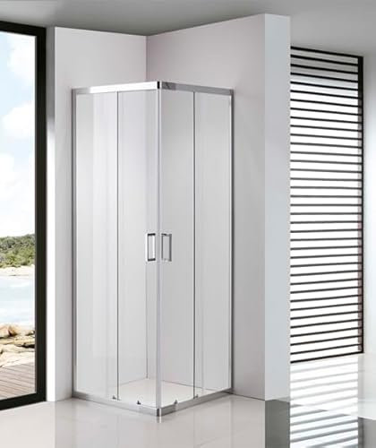 DOCCIASI - Box Doccia angolare rettangolare trasparente - Vetro temperato 5mm, Altezza 185 cm - 70x90 cm