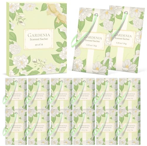 SCENTORINI Duftsäckchen, Kleiderschrank Duft, 14 Stück | Gardenie Duftsachets für Schubladen, Schränke, Beseitigung von Gerüche