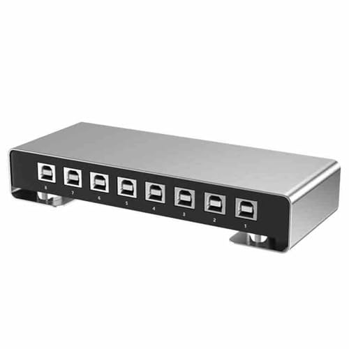 8-Port Metal Keyboard And Mouse Synchronizer，USB KVM Switch For Gaming, Office, Security & Stock Market Surveillance， Multi-Function USB Sharer
