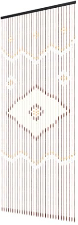 Fyssnn Beaded Door Curtain, 31 Strands Boho Bamboo Door Stirp Room Divider for Doorway Window, Door Stirp Wooden Bead Room Division Decor for Hallway, Bedroom (Chocolate Brown, 90x208cm)