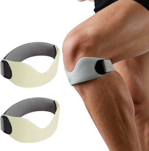 bergxperten FlexWrap Fascia rotulea regolabile 2 pezzi con inserti in silicone, cinghia di sostegno per ginocchio per running basket escursionismo, supporto sportivo per rotula
