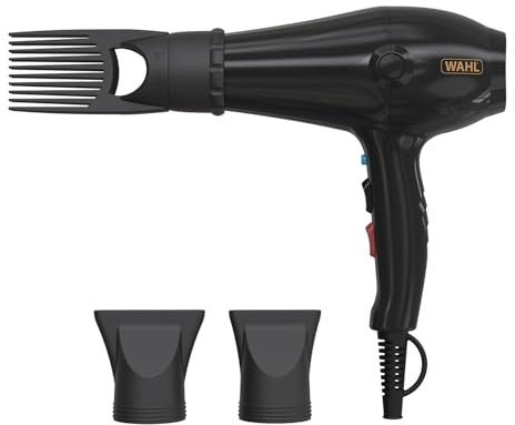 WAHL PowerPik 5000, hårtork med kamtillbehör, afro-hårtork, afro-karibiskt hår, tre värmelägen, frissfri torkning