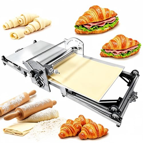 Macchina stendipasta elettrica pieghevole compatta, sfogliatrice for pasticceria da banco | Pressa for impasto regolabile da 2 a 30 mm in acciaio inossidabile 304 for dolci domestici e piccole cotture commerciali