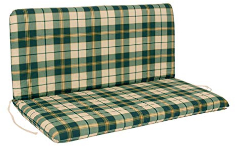 DEGAMO Auflage Bankauflage Boston für Gartenbank 2-sitzig 98cm, mit Rückenteil, grün - beige kariert