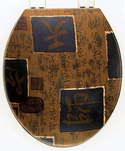 WC-Sitz Dekor Shogun braun | Toilettensitz | WC-Brille aus Holz Metall-Scharnier