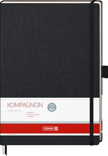 BRUNNEN Notizbuch Kompagnon Klassik | A4, unliniert, Stifthalter, schwarz