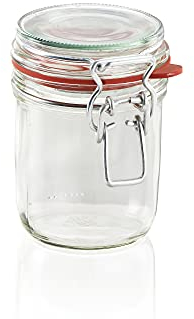 Leifheit Bocal avec Fermeture à étrier 370 ML, récipient adapté au Lave-Vaisselle, Pot en Verre idéal pour Mettre en Conserve Fruits et légumes