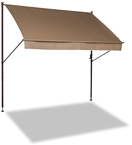 Angerer Klemmmarkise Style mit Handkurbel, Terrasse/Balkon, einfache Montage ohne Bohren, Made in Germany, hochwertiger Stoff, UV-beständig, höhenverstellbar, wasserabweisend, 200 cm Taupe