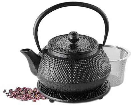Weis Teekanne aus Gusseisen und Edelstahl in der Farbe Schwarz, Größe: 14x16,5x11 cm, Gewicht: 1200 g, Kapazität: 0,7 L, 17942