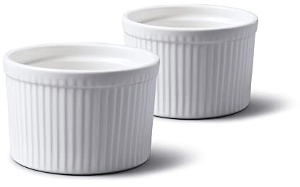 WM Bartleet & Sons 1750 TSET37 Set of 2 Traditional Porcelain Deep Ramekins 10cm Diameter– White