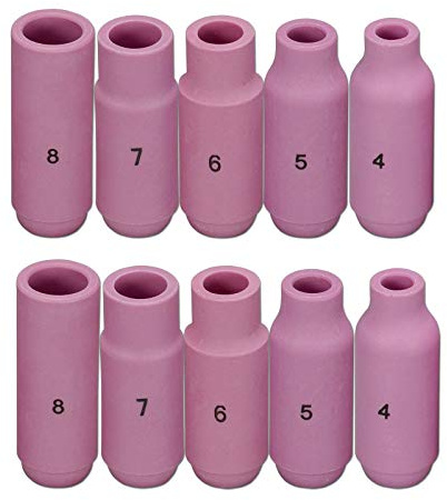 RIVERWELD TIG Keramik-Schutzkappen Serie 10N #8#7#6#5#4 10 Stück | SR WP 17 18 26 WIG-Schweißbrenner-Aluminiumoxiddüsen Ref.-Nr.: 10N46 10N47 10N48 10N49 10N50