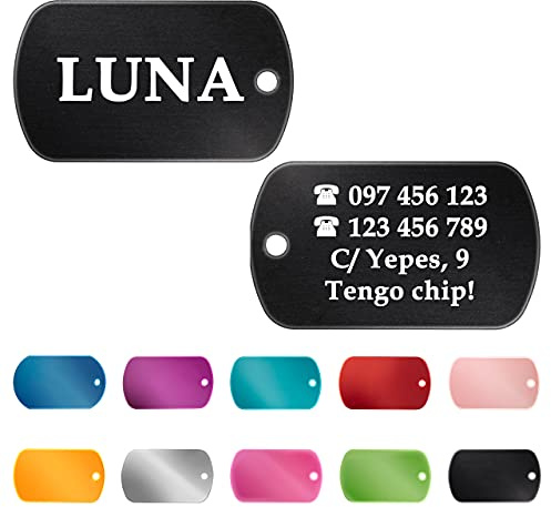 Ibera gifts Hundemarke mit Gravur - Personalisierte Hundemarke in Militär Erkennungsmarke Form für große Hunde - Hochwertiges Aluminium - Dog Tag mit Gravur
