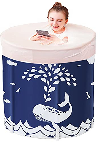 Sinbide vikbart badkar - för vuxna - 70 x 65 cm - plast - med isolerande bomull - blått - val