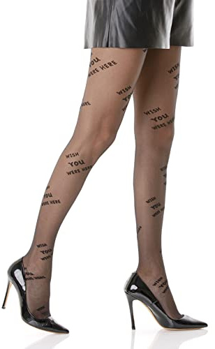 Gi&Gi Collant tendance en lettre pour femme, fabriqué en Italie., Lettre, S/M