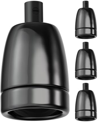 ledscom.de 4x Presa E27, porcellana, nero, 230V AC, max. 300W
