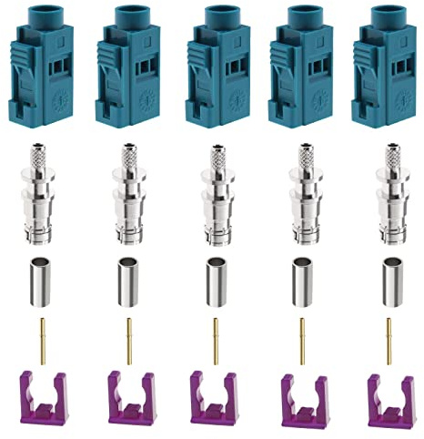 5 Sätze Fakra Antennenstecker-Reparatursatz zum Anschließen von RG174 / RG316-Kfz-Kabel Crimpen Löten Antennenadapter Konverter