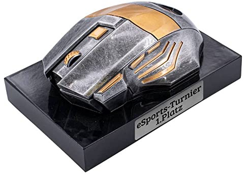 Deitert Esports Pokal mit Gravur, Maus Gaming Controller mit Wunschtext, Gamer Deko, Trophäe mit Gaming-Emblem nach freier Wahl - individuelle und personalisierte Geschenkidee