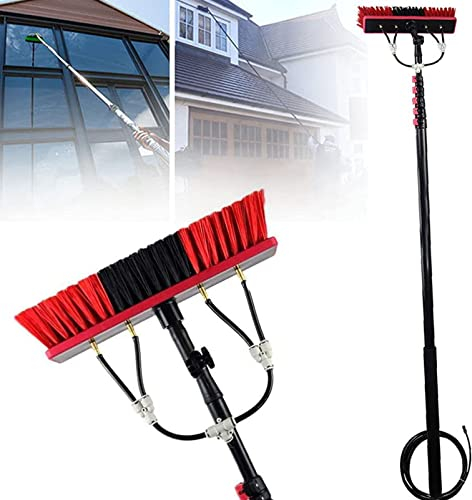 GIZMIT Water Fed Pole Kit, 19-39FT Adjustable Window Cleaning Pole, 180° Rotatable Brush Head Telescopic Cleaning Brush Outdoor Window Glass Solar Panel for Photovoltaic Cleaning Trucks,30FT/9M