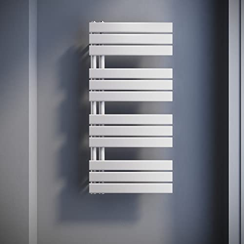 SONNI Badheizkörper Flach Handtuchtrockner 1038 x 500 mm Weiß | Handtuchwärmer Seitenanschluss Panel Handtuchheizkörper 447W