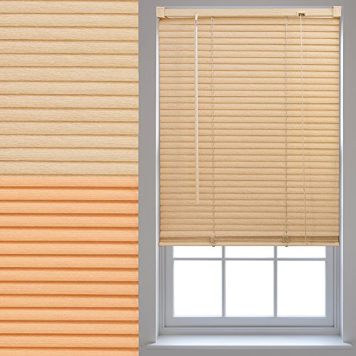 FURNISHED Wood Effect PVC Venetian Window Blinds Trimmable Home Office Blind New - Natural 65cm x 150cm