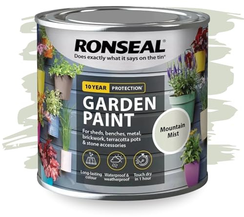 SAVING HUB Garden Paint 250ml – Exterior Multi-Surface Paint for Wood, Fence, Brick, Metal, Stone & Terracotta – Waterproof Weather Resistant Matt Finish for Sheds, Garden & Outdoor Use Mountain Mist