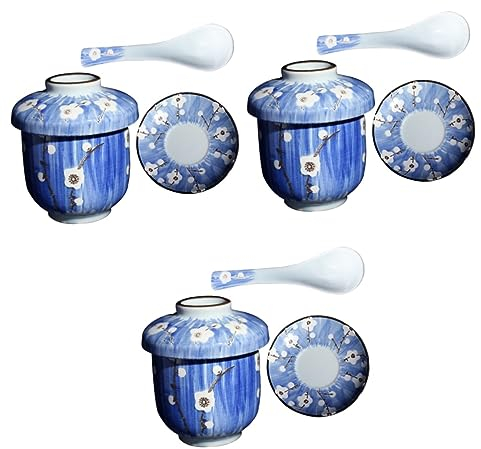 UPKOCH 3 Sets Schmortopf Japanische Suppenschüsseln Suppenschüssel Mit Deckel Schmorpfanne Mit Deckel Nudelschüssel Schmorpfanne Mit Deckel Müslischalen Keramik-Eierkocher Küche
