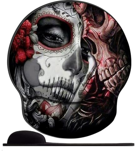 Tapis de Souris Ergonomique - Tapis de Souris Gamer avec Repose Poignet en Gel, avec Repose-Poignet Gaming Mouse Pad pour Ordinateur et Ordinateur Portable Skullgirl Couple (3)