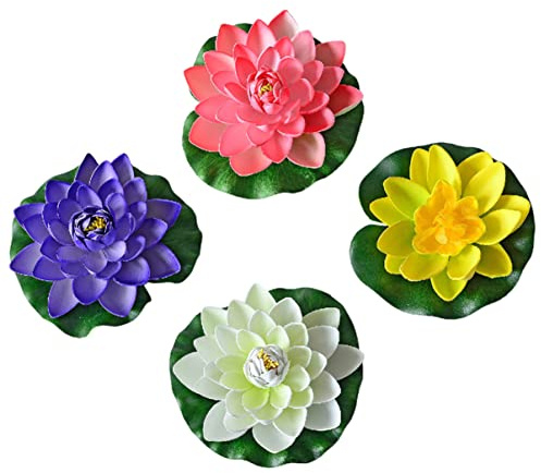 IMIKEYA 4pièces Nénuphars Artificiels Flottants Lotus pour Aquarium Piscine Décoration Fleurs Nénuphars Piscine Aquarium